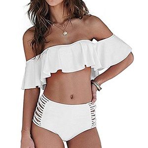 White high waisted bathing suit